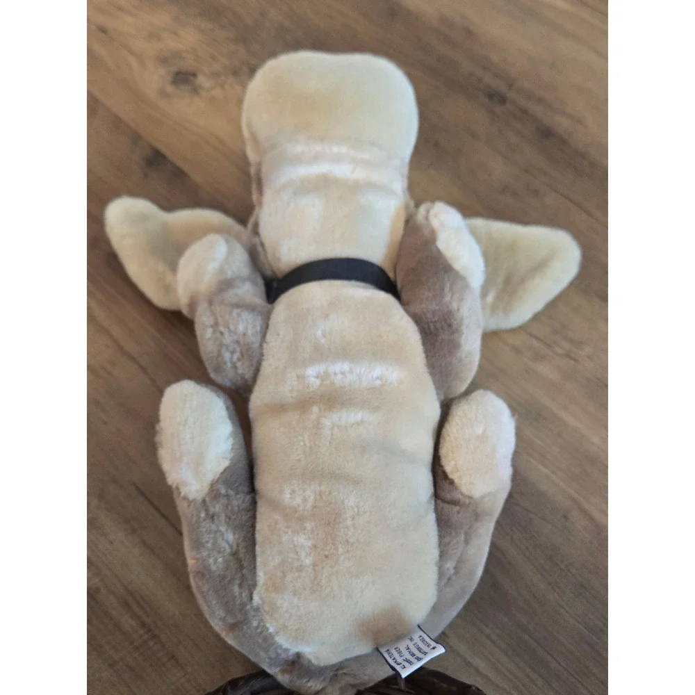 Vintage 1985 Animal Playthings Inc Plush Dog with Woven Basket Tan Puppy Korea